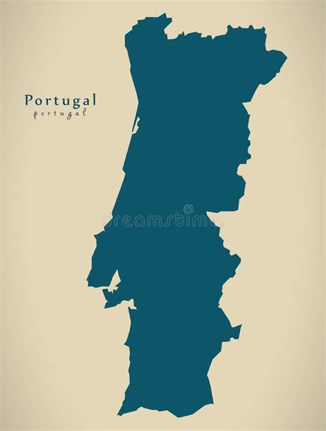 Modern Map Portugal PT Country Silhouette Stock Illustration