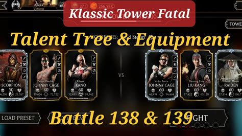 Mk Mobile Klassic Tower Fatal Battle 138 And 139 Talent Tree