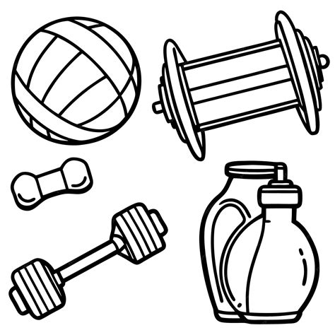 Black and white line art illustration of fitness equipment | Premium AI