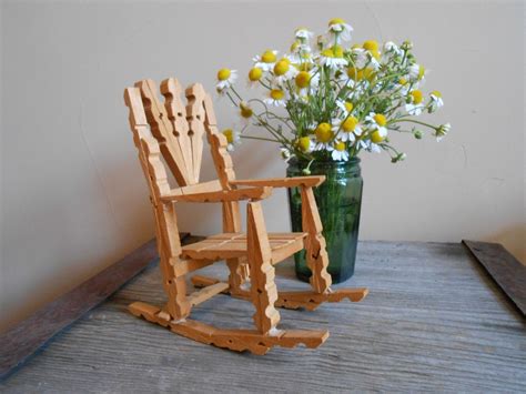 Vintage Folk Art Clothespin Rocking Chair One Of A Kind Etsy Diy