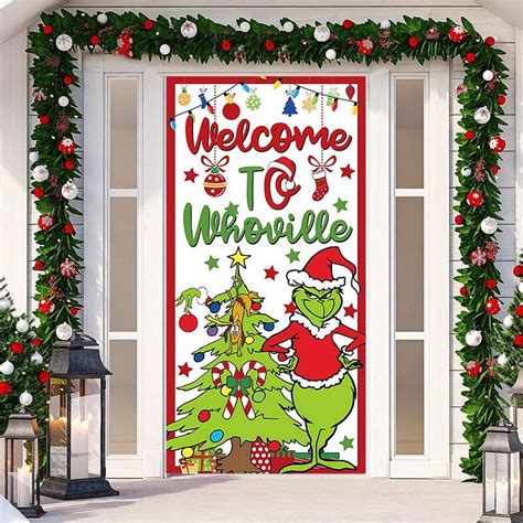 Hanety Grinch Decoration Christmas Decorations Grinch Ornaments Christmas Door Cover Christmas