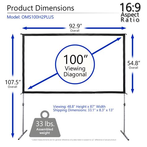 100 Inch Projector Screen Dimensions