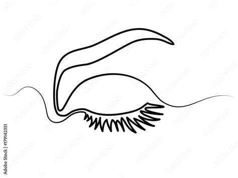 Continuous line drawing. Beautiful Woman s eye. Black and white ...