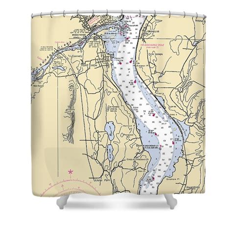 Kingston New York Nautical Chart V2 Shower Curtain Seakoast