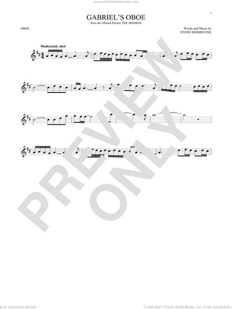 Gabriels Oboe From The Mission Sheet Music For Oboe Solo Pdf