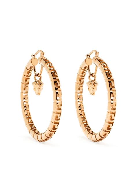 Versace Embossed Greca Medusa Hoop Earrings Editorialist