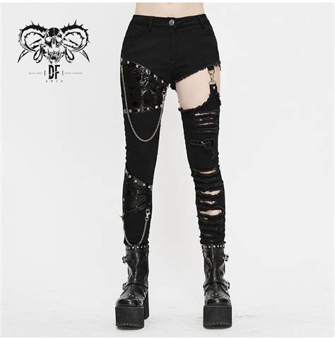 Gothic Black Ripped Pants Thinkers Clothing Clothes Punk Outfits