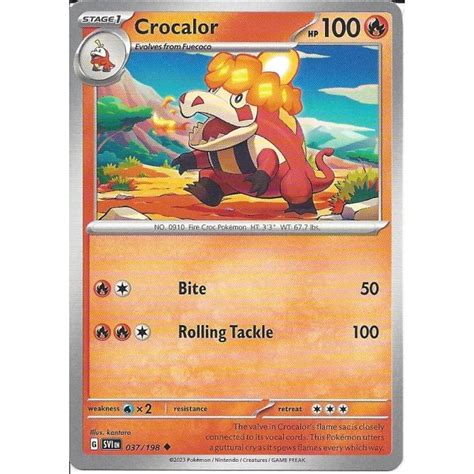 Pokemon Trading Card Game 037 198 Crocalor Uncommon Card SV01