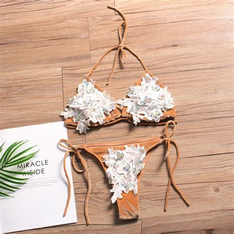 Lace Bikini Diamond Swimsuit Crystal Women Swimwear Bikinis Brazilian