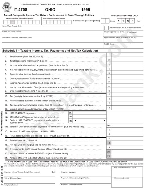 Form It 4708 Annual Composite Income Tax Return For Investors In Pass