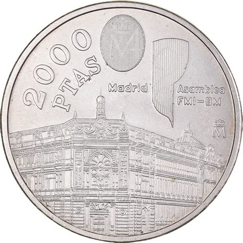 Coin Spain Juan Carlos I 2000 Pesetas 1994 Madrid Silver