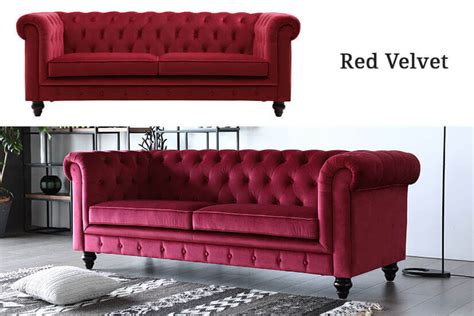 Red Fabric Chesterfield Sofa | Baci Living Room