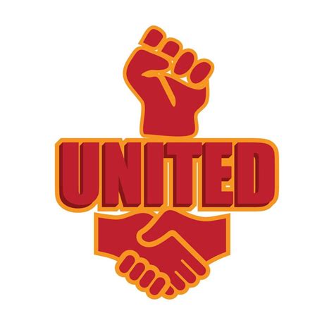 United written logo vector illustration with fist art on white ...