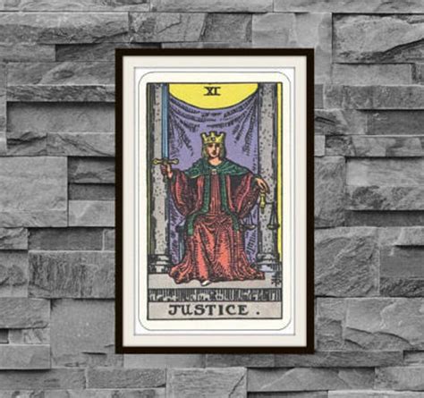 Vintage 1910 Justice Xi Rider Waite Smith Tarot Card