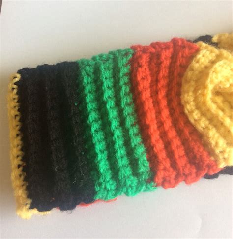 Crochet Turban Rasta Hand Knit Retro Striped Hair Band Vinyl Style