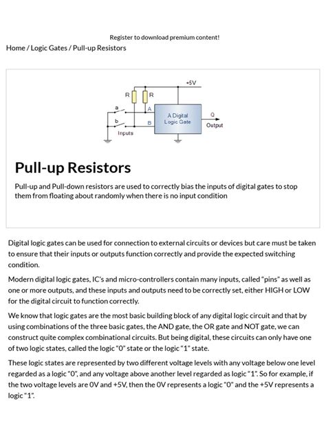 11. Pull-up Resistor and Pull-down Resistor Explained | PDF