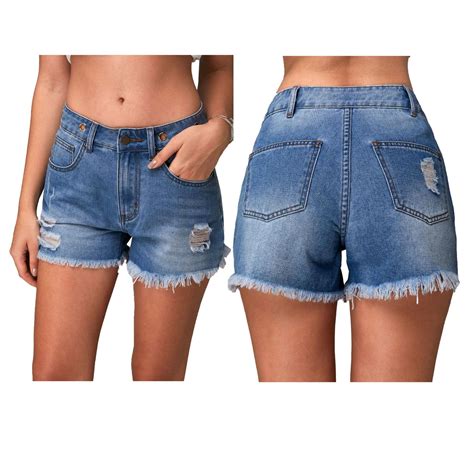 Us 734 Fashion Washed Denim Stretch Shorts With Holes Keke