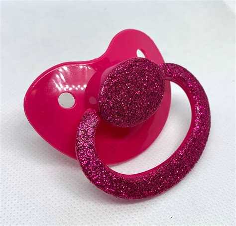 Pink Glittered Adult Pacifier Adult Paci Custom Pacifier Etsy