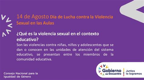 Campaña 14 De Agosto Día Oficial De Lucha Contra La Violencia Sexual En