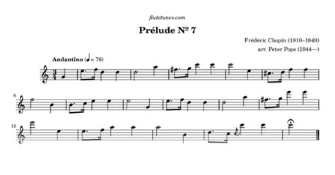 Prélude No 7 From Preludes Op 28 F Chopin Free Flute Sheet