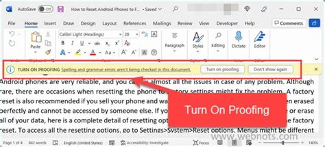 How To Turn On Or Off Proofing In Microsoft Word Webnots