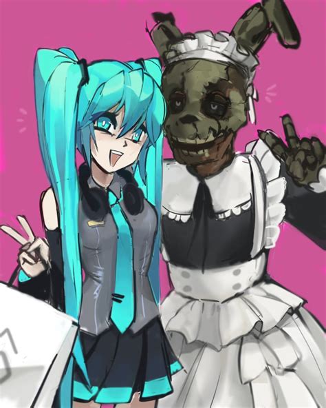 Hatsune Miku And Springtrap Vocaloid And 2 More Drawn By Anoxthon