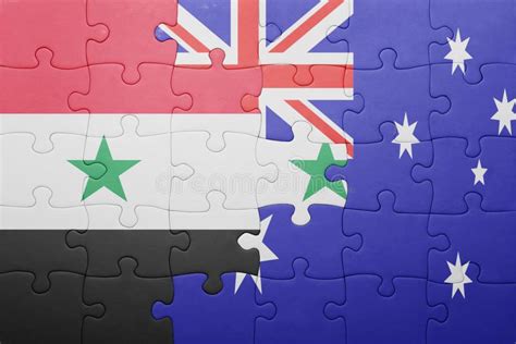 Puzzle With The National Flag Of Syria And Australia Stock Illustration