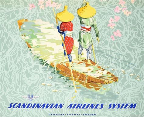 Kurt Netzler Original Vintage Poster Japan Sas Scandinavian Airline