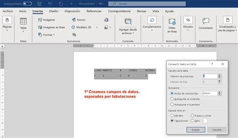 Convertir Texto A Tabla En Ms Word Buscar Tutorial