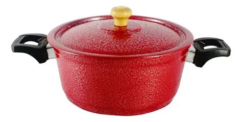 Caçarola Panela De Alumínio Craqueada Alça Baquelite 22cm Cor Vermelho