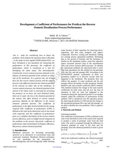 PDF Development A Coefficient Of Performance For Predicat