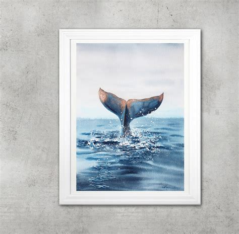 Whale Painting Fine Art Print, Ocean Wall Art From Original Watercolor ...