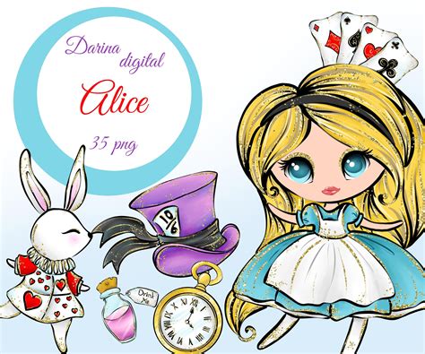 Alice In Wonderland Clipart Mad Hatter White Rabbit Etsy Uk