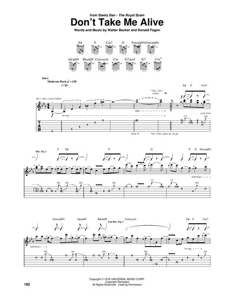 Don T Take Me Alive By Steely Dan Sheet Music For Guitar Tab At Sheet