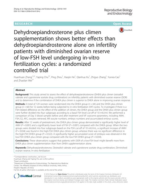 (PDF) Dehydroepiandrosterone plus climen supplementation shows better ...