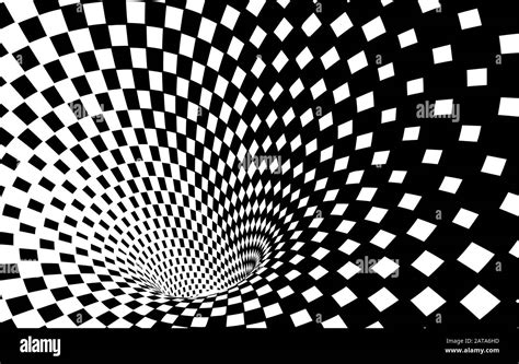 Geometric Black And White Abstract Hypnotic Worm Hole Tunnel Optical