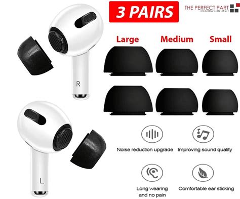 The Perfect Part Earbud Tips Replacement for Airpods Pro, Black, 6 Pack ...