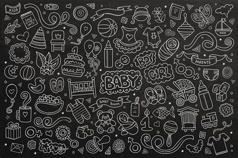 Chalkboard Vectorielle Dessinés À La Main Dessin Doodle Ensemble