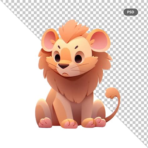 Premium Psd Cute Cartoon Lion Sitting On Ground