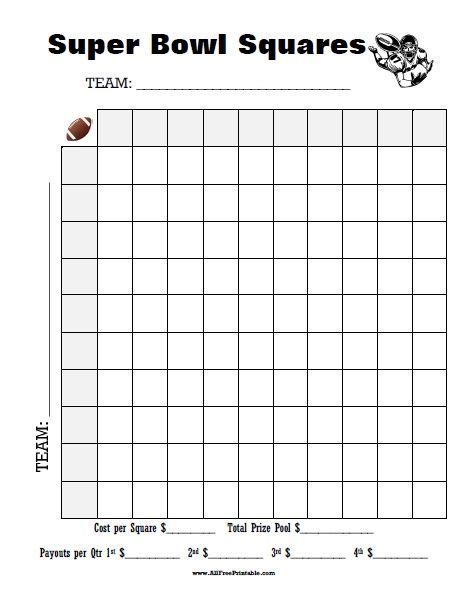 Super Bowl Squares Template | Superbowl squares, Football squares ...