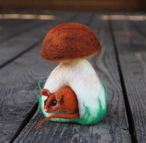 Needle Felted Mushroom And Mouse Fall Home Decoration Needle Etsy