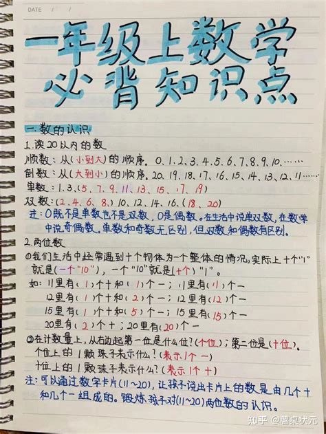 小学一年级数学知识点总结（可打印） 知乎