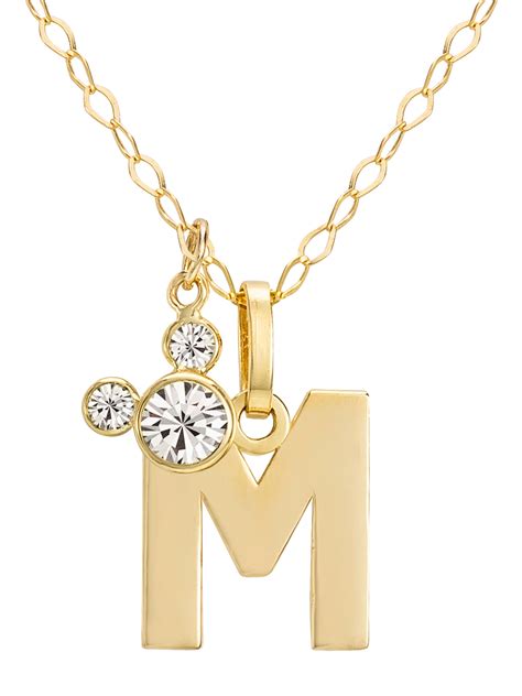 Disney Mickey Mouse 14kt Gold Cubic Zirconia Initial Pendant Necklace