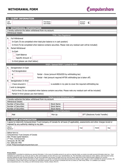 Fillable Online Bwithdrawalb Form Computershare Fax Email Print Pdffiller