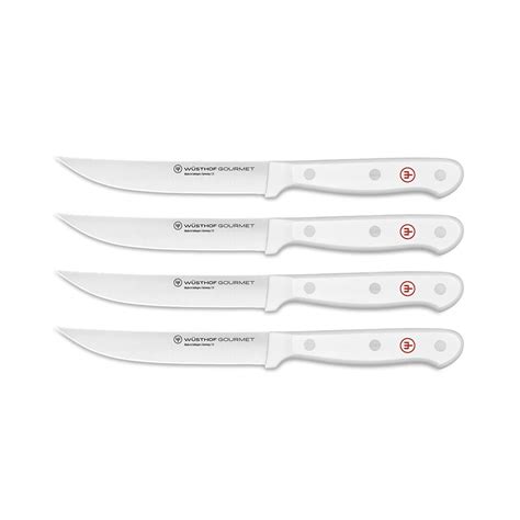 Wusthof Gourmet 4 Piece Steak Knife Set White Handles New