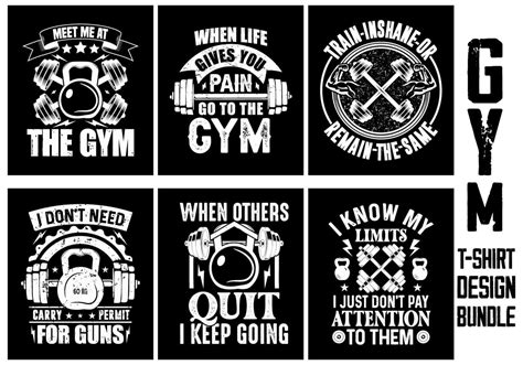 Gym T Shirt Design Bundle Gym Quote Bundle Set Of Workout T Shirt