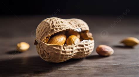 Kacang Almond Dan Kacang Tanah Di Kulitnya Di Atas Meja Gambar Kacang