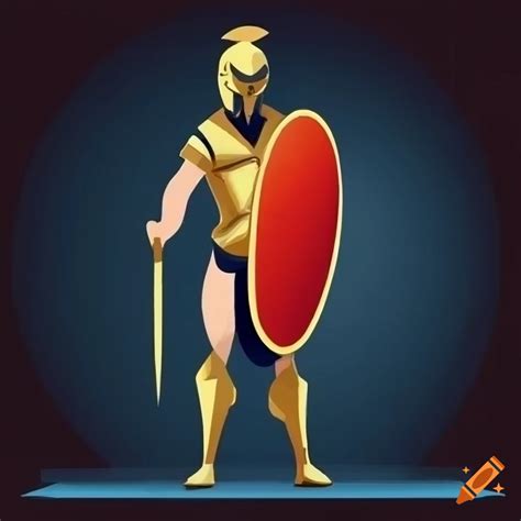 Illustration Of A Spartan Soldier Blocking Arrows Labeled With Work