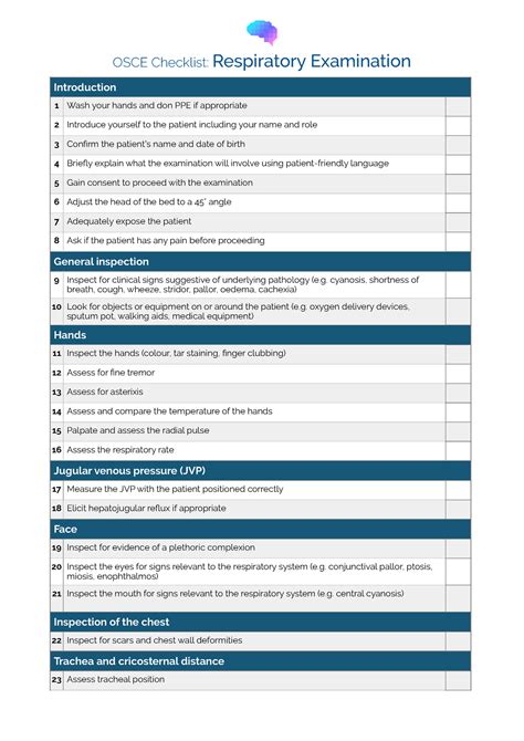 OSCE Checklist Respiratory Examination OSCE Checklist Respiratory