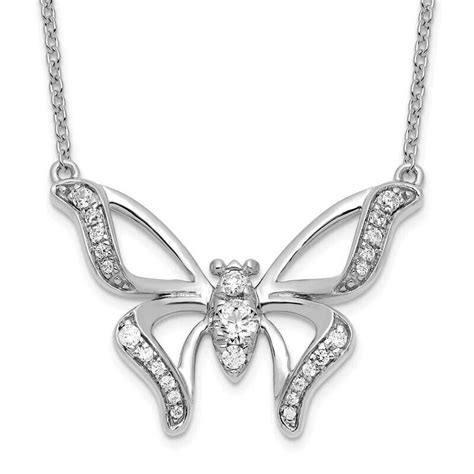 Si1 Si2 G H I Small Butterfly Necklace 14k White Gold Lab Grown